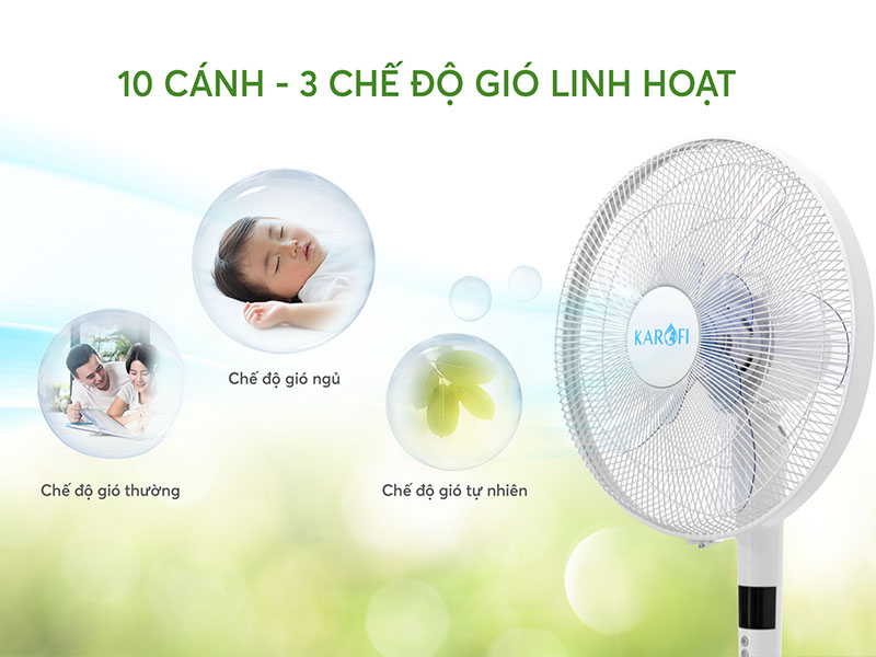 10 cánh - 3 chế độ gió linh hoạt